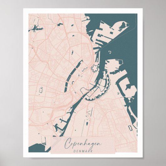 Copenhagen Denmark Pink and Blue Cute Script Poster (Voorkant)