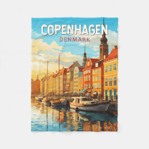 Copenhagen Denmark Travel Art Vintage Fleece Deken