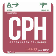 Copenhague - Autocollants carrés de voyage