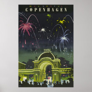 Copenhague Peinture Danemark Affiche Voyage Danois