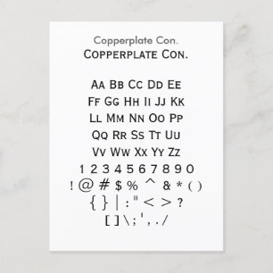 Coperplate Con. - Datablad Zazzle Font Sampler Briefkaart