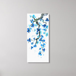Copie bleue de toile de fleurs de Japonais