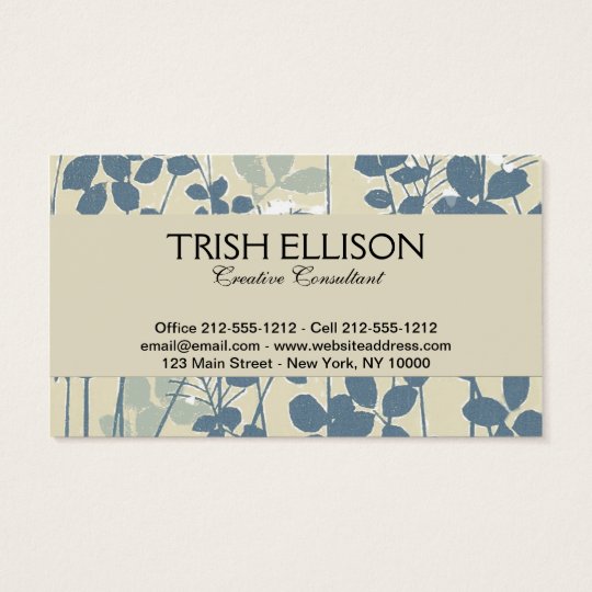 Copie bleue florale de fleur d'art asiatique cartes de visite