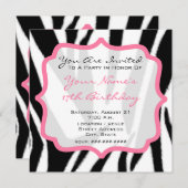 Copie de zèbre et invitation rose de fête (Devant / Derrière)