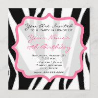 Copie de zèbre et invitation rose de fête