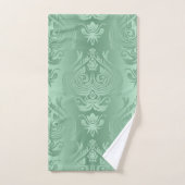 Copie florale de damassé de vert sauge élégant (Serviette à main)