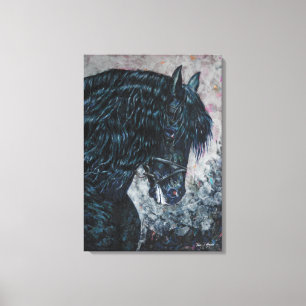 Copie frisonne noire de toile de cheval