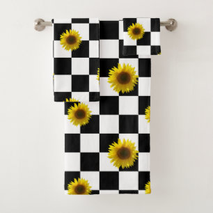 Copie noire et blanche Checkered et de tournesol