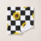 Copie noire et blanche Checkered et de tournesol (Gant de toilette)