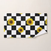 Copie noire et blanche Checkered et de tournesol (Serviette à main)