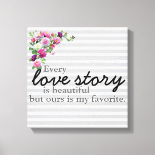 Copie rayée florale de toile de Love Story