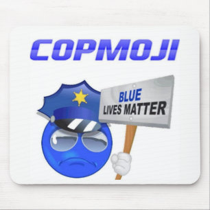 CopMoji - tapis de souris bleu de matière des vie