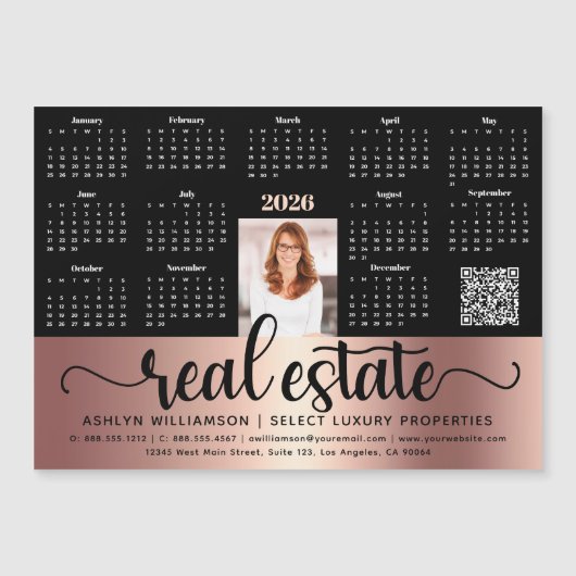 Copper 2026 Calendrier Immobilier QR Code Magnet (Devant)