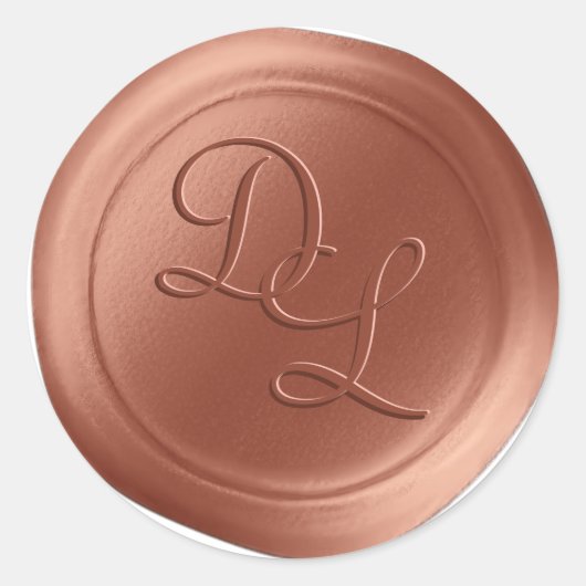 Copper 2 Letter Monogram Wax Seal Stickers (Voorkant)