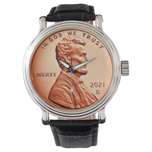 Copper Abraham Lincoln penny, 1 cent 2021 Horloge (Voorkant)