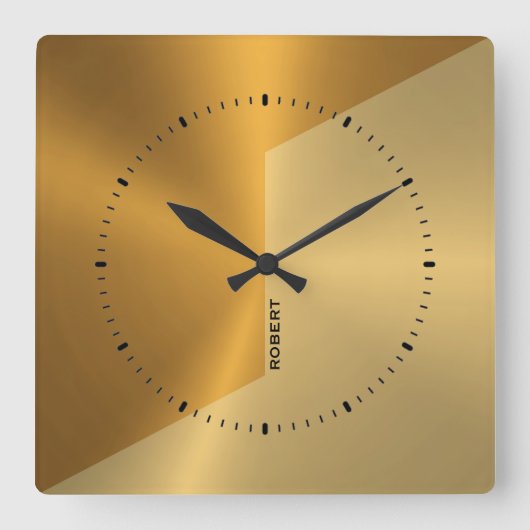 Copper and gold geometric design personalized vierkante klok (Voorkant)