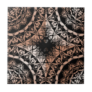 Copper Black Mandala Pattern Tegeltje