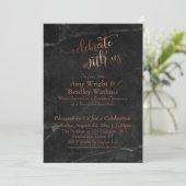 Copper Black Marble Celebrate with US Reception Kaart (Staand voorkant)