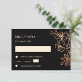 Copper Black Wedding RSVP Kaartje (Staand voorkant)
