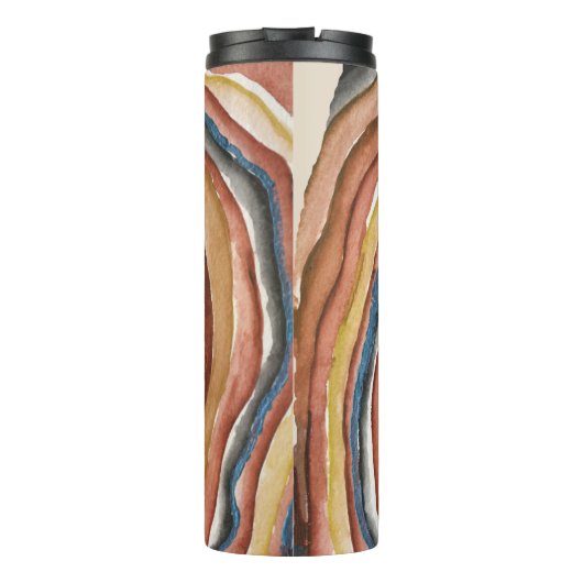 Copper Blue Gold Agate Geode Uw Initiaal toevoegen Thermosbeker (Achterkant)