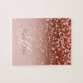 Copper Blush Confetti Glitter Ombre Monogram Legpuzzel (Horizontaal)