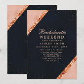 Copper Blush Pink Navy Modern Bachelorette Weekend Kaart (Voorkant / Achterkant)
