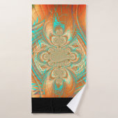 Copper Bronze en Aqua Abstract Patroonhanddoek Badhanddoek (Badhanddoek)