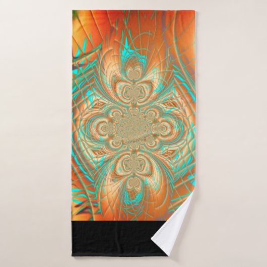 Copper Bronze en Aqua Abstract Patroonhanddoek Badhanddoek (Badhanddoek)