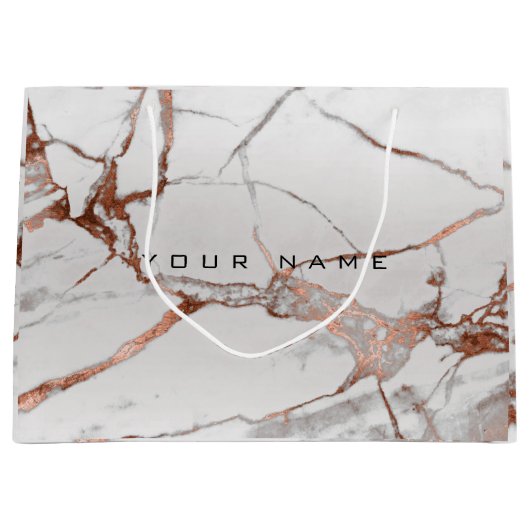 Copper Bronze Marble Metallic Gift Gray Silver Lux Groot Cadeauzakje (Voorkant)