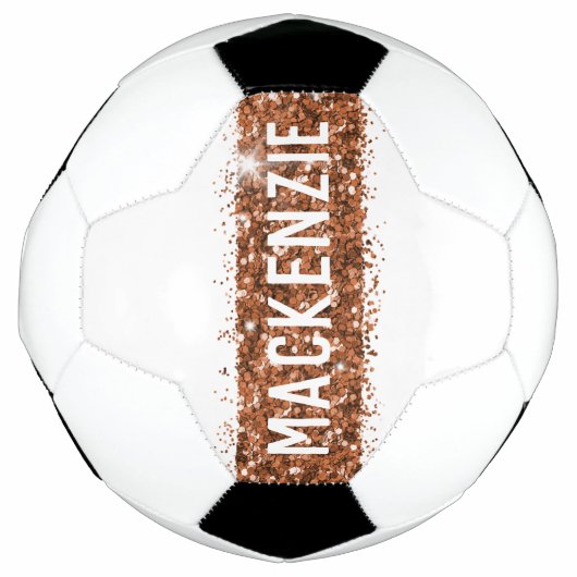 Copper Bronze Stripe Monogram Aangepaste naam Voetbal (Voorkant)