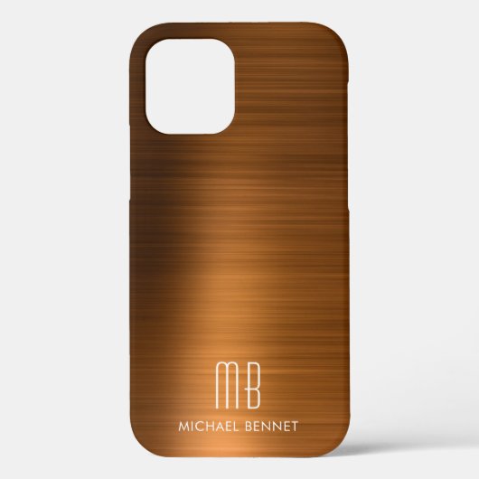 Copper Brown Metallic Monogram Hoesje-Mate iPhone  Case-Mate iPhone Case (Achterkant)