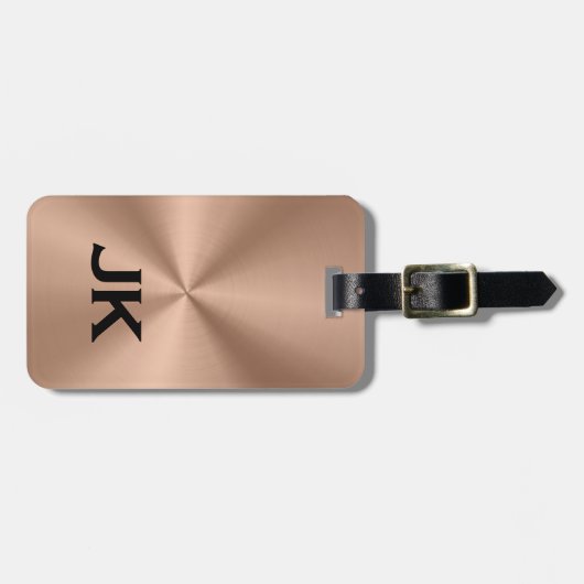 Copper Brown MetalliC Texture Black Text Bagagelabel (Voorkant horizontaal)