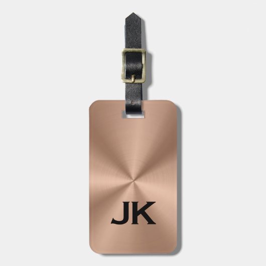 Copper Brown MetalliC Texture Black Text Bagagelabel (Voorkant verticaal)