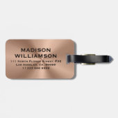 Copper Brown MetalliC Texture Black Text Bagagelabel (Achterkant horizontaal)