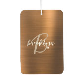 Copper Brushed Metal Script Monogram  Luchtverfrisser (Voorkant)