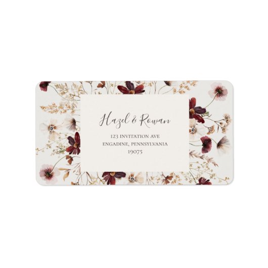 Copper Burgundy Wildflower | Adres beige retourner Etiket (Voorkant)