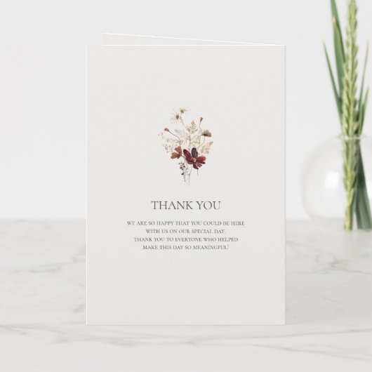 Copper Burgundy Wildflower | Beige Folded Wedding Programma (Achterkant)