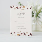 Copper Burgundy Wildflower | Beige RSVP-kaart RSVP Kaartje (Staand voorkant)