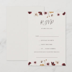 Copper Burgundy Wildflower Beige Song Request RSVP Kaartje
