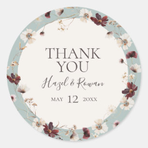 Copper Burgundy Wildflower Blauwgroen dank Ronde Sticker
