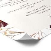 Copper Burgundy Wildflower | Menu Drinken Sign. Poster (Hoek)