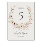 Copper Burgundy Wildflower | Nummer beige tabel Kaart (Achterkant)