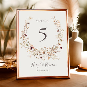 Copper Burgundy Wildflower Nummer beige tabel Kaart