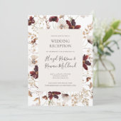Copper Burgundy Wildflower | Ontvangst van weddens Kaart (Staand voorkant)