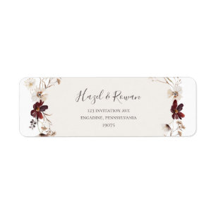 Copper Burgundy Wildflower Retouradreslabel Etiket