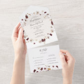 Copper Burgundy Wildflower Seal and Send All In One Uitnodiging (Afscheurbaar)