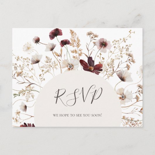 Copper Burgundy Wildflower Song Request RSVP Briefkaart (Voorkant)