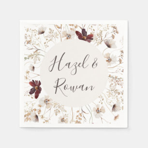 Copper Burgundy Wildflower Wedding Napkins Servet