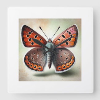 Copper Butterfly 081024IREF220 - Watercolor Vierkante Klok
