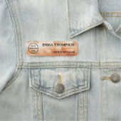 Copper Checkerboard Design Name Badge Custom 名札 (En situation)
